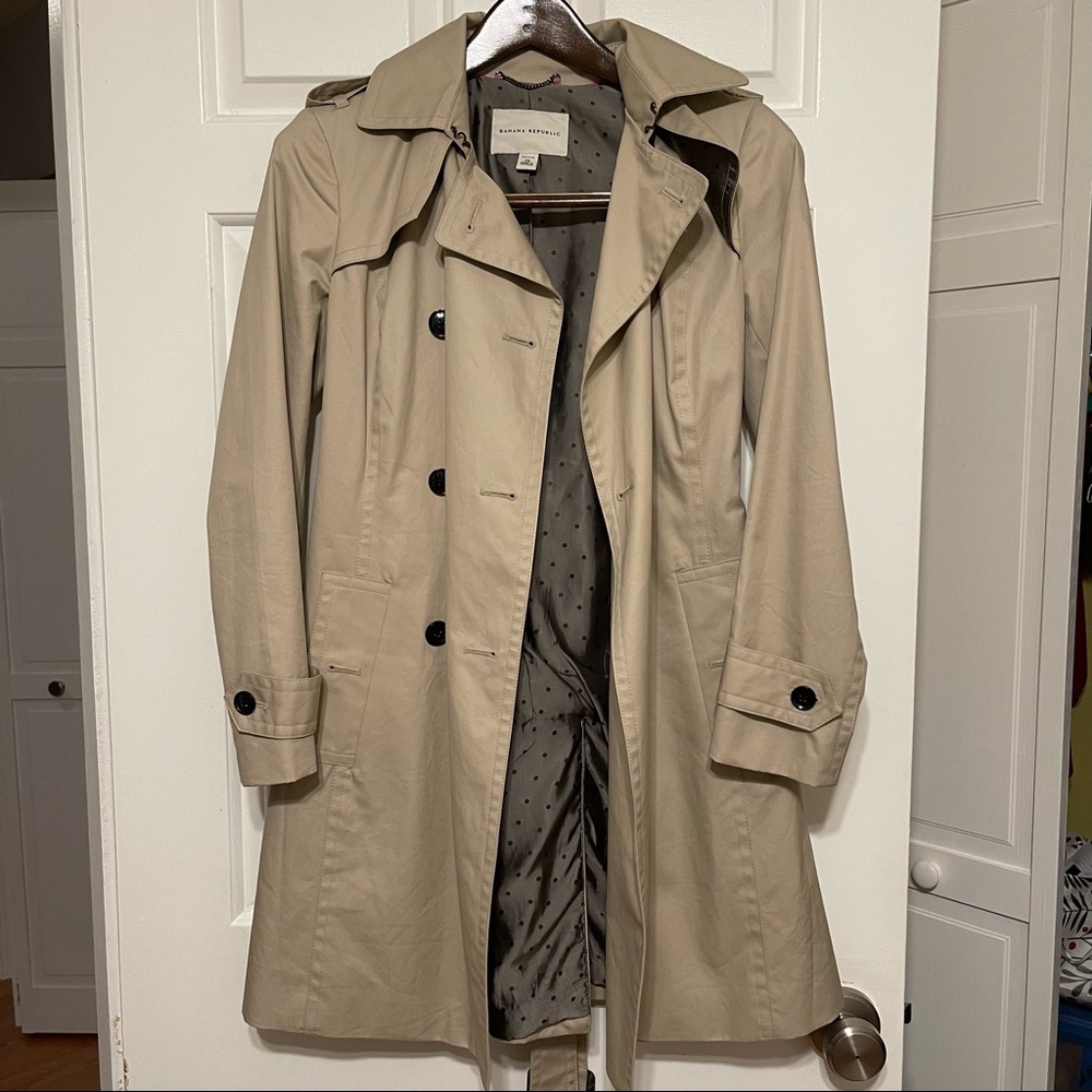 Banana Republic Petite XS Khaki Trench Coat